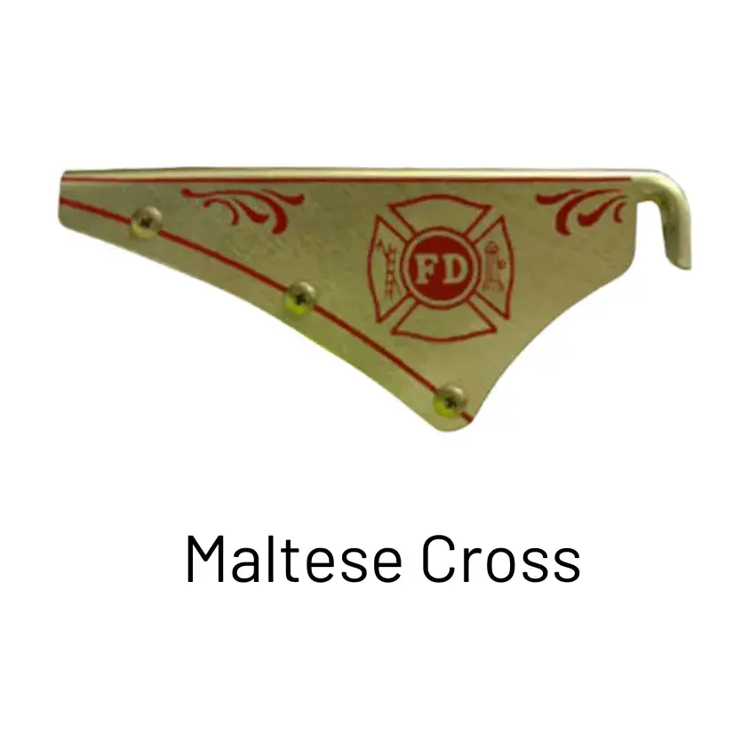 Maltese Cross front holder for a custom steel firefighter helmet by Torched Steel