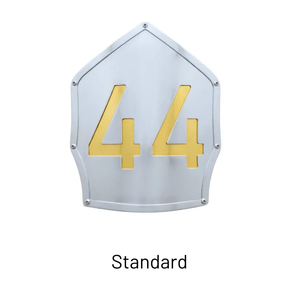 Standard shield style for a custom steel firefighter helmet by Torched Steel