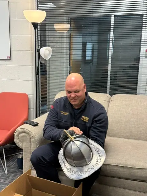 Robert with their Torched Steel helmet